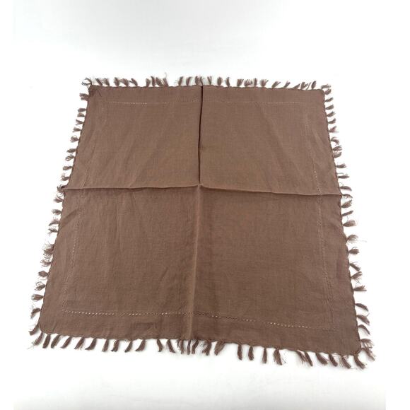 Crate and Barrel Linen Eyelet Fringe Napkin in Warm Plum by Gaby Dalkin 6 Pcs - Picture 7 of 9